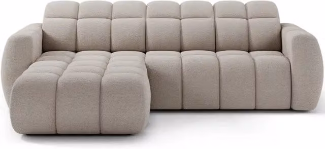 Divano ad angolo elettrico FANOTI da 3 posti MEUBLORAMA beige con angolo sinistro, poggiatesta e profondità seduta regolabili