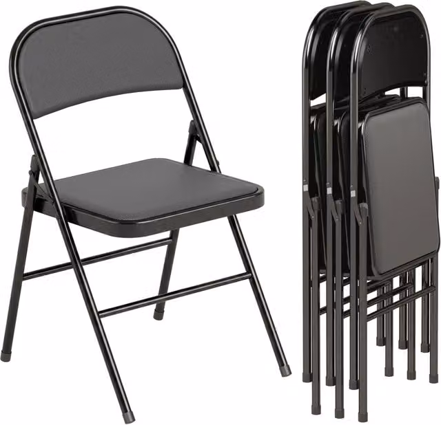 Set 4 Sedie Pieghevoli Imbottite ¨C Xylo ¨C Struttura Metallo Nero 45x46x78 cm
