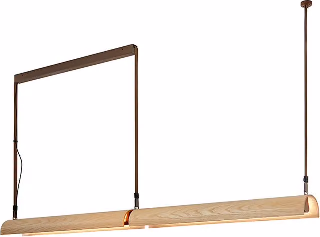 Lampada a sospensione Bover Aluet in legno con tecnologia LED e altezza regolabile