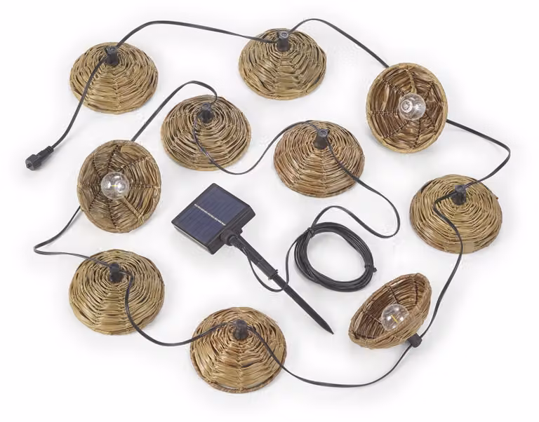 Catena luminosa da esterno a LED solare, 10x lampadine, telecomando, L 57 cm