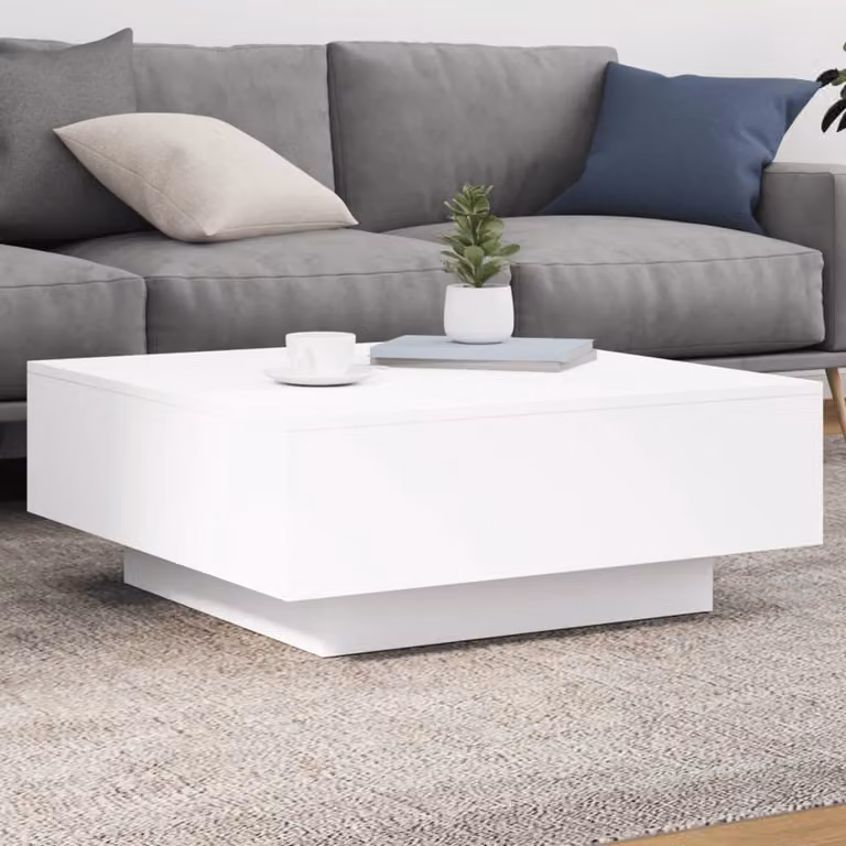 vidaXL Tavolino da Salotto Moderno Bianco in Legno, L/P/H: 80 x 80 x 31 cm