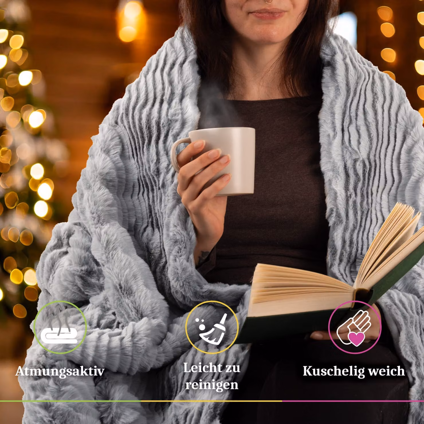 Coperta morbida Arnia grigio antracite L: 200 cm, P: 240 cm – 2