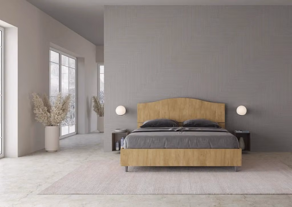 Letto Matrimoniale con Contenitore e Rete a Sollevamento Giordanoshop Colore Rovere Naturale L/P/H: 160 x 200 x 114 cm – 2