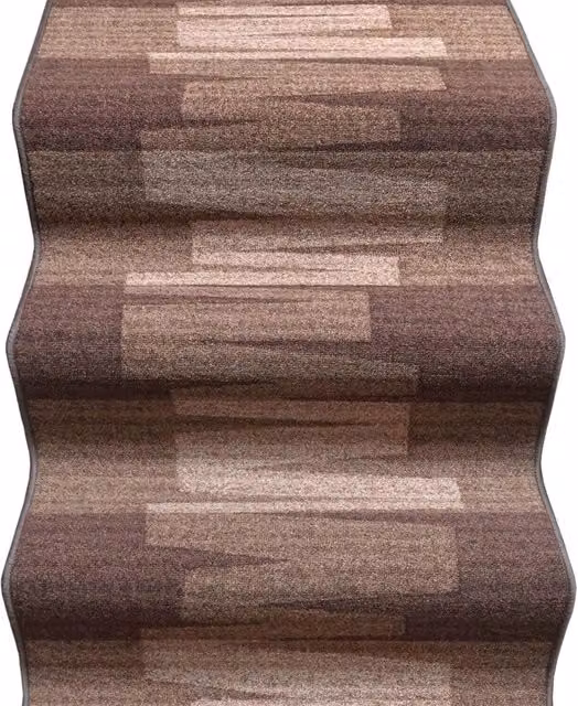 Passatoia EMMEVI Marrone con Motivo Zig Zag, Lavabile e Antiscivolo, Ideale per Ingresso, Corridoio o Cucina, L/P: 67 x 900 cm – 1