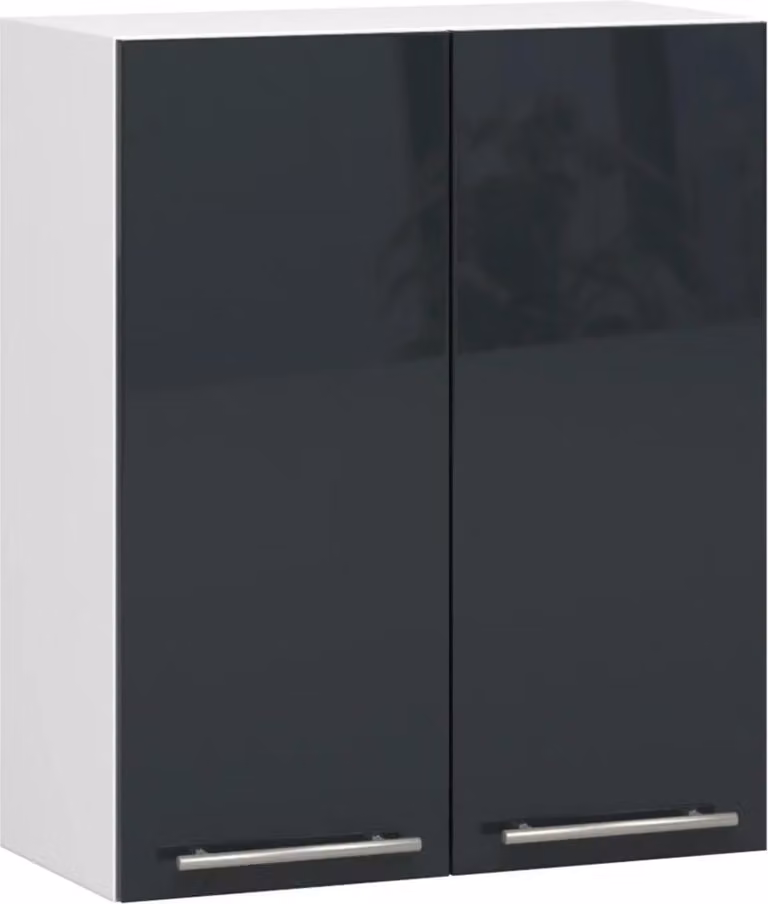 Mobile cucina superiore 60 cm VERMINA - bianco / grigio scuro lucido
