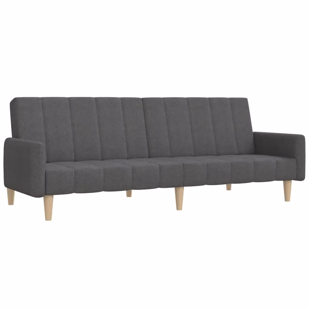 Divano Letto Click-Clack Moderno vidaXL in Tessuto Grigio con Struttura in Legno Solido e Poggiatesta Regolabile – 2