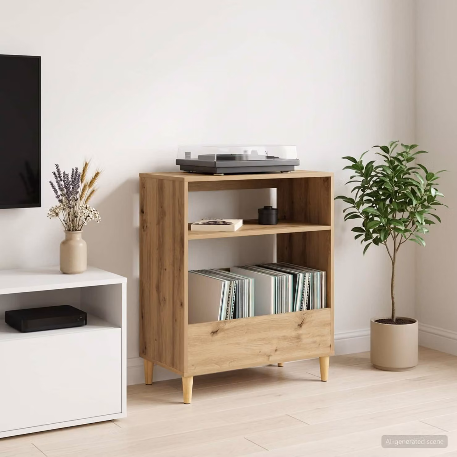 vidaXL Supporto per giradischi moderno in legno marrone L: 71 cm, P: 39,5 cm, H: 83 cm