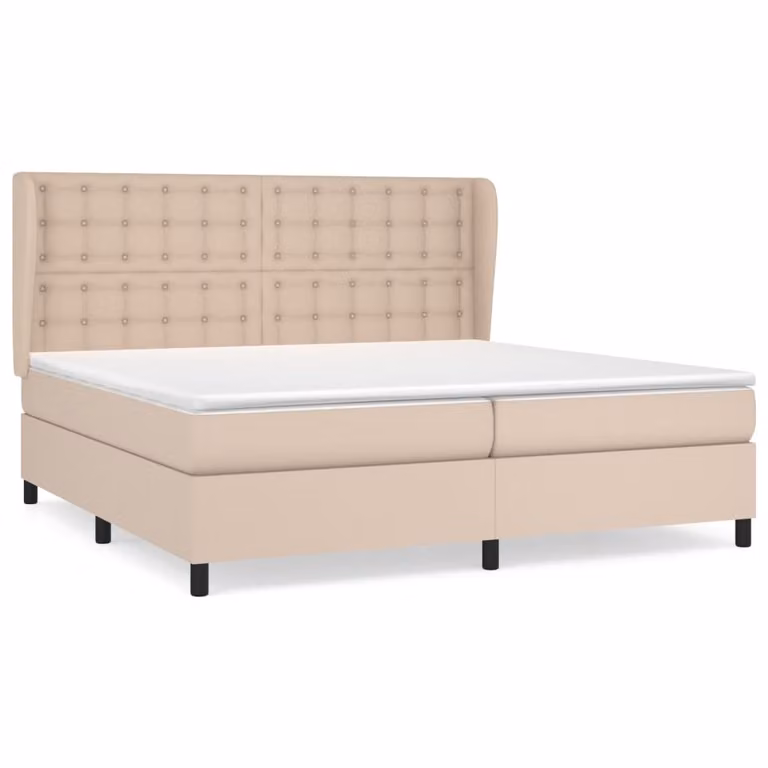 Giroletto a Molle con Materasso Cappuccino 200x200cm Pelle finta