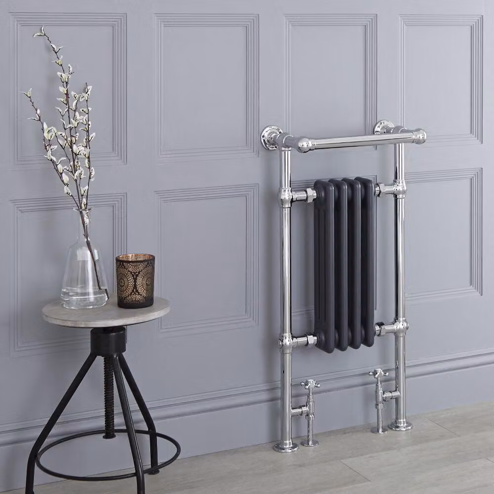Scaldasalviette di Design Tradizionale - Termoarredo Bagno Antracite - 930 x 450mm - 350 Watt - Elizabeth