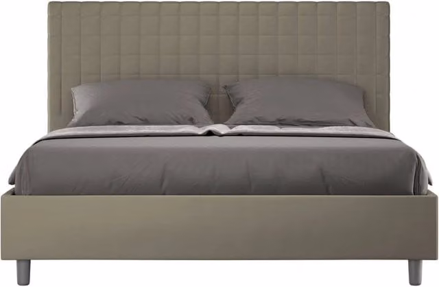 Letto matrimoniale king size con contenitore Sunny Ityhome imbottito in similpelle color beige L: 170 cm x P: 210 cm