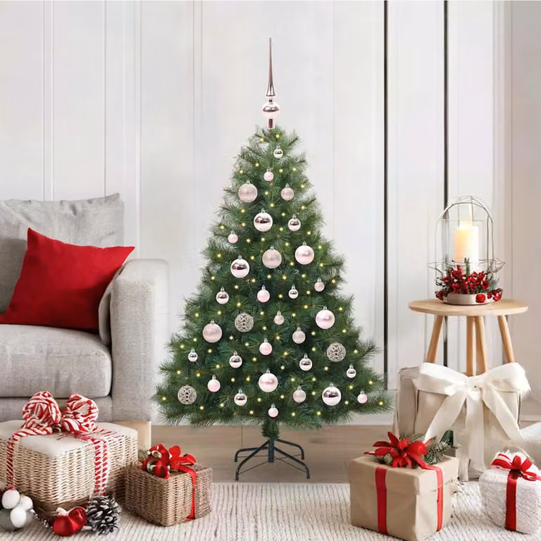 Albero di Natale artificiale verde vidaXL con 150 LED luce bianca calda in PE e PVC, Altezza: 120 cm