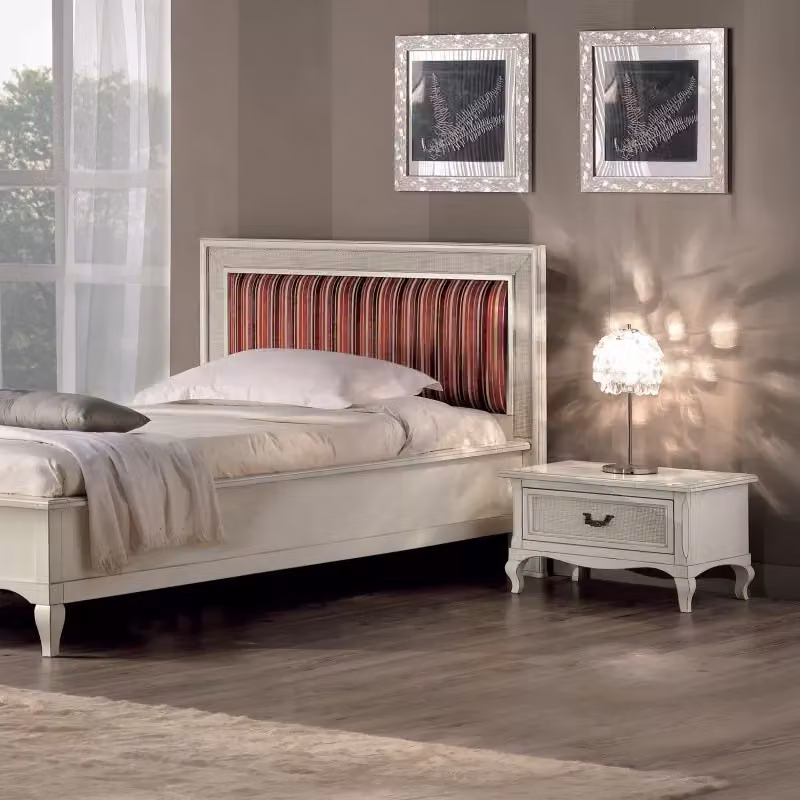 Comodino con 1 cassetto in legno e paglia di Vienna stile shabby chic bianco Mobili 2G L: 62 cm, P: 43 cm, H: 41 cm – 2