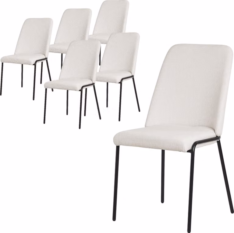 ML-Design set di 6 sedie per sala da pranzo in poliestere beige sedie da cucina con gambe in metallo sedia da soggiorno con schienale sedie imbottite per sala da pranzo cucina