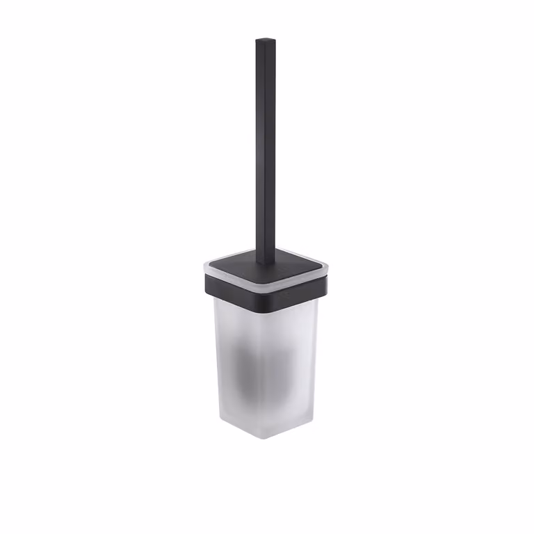 Scopino WC con ciuffo in setole da muro in ottone e Cromall A810 Gedy serie SAMOA Nero Matt