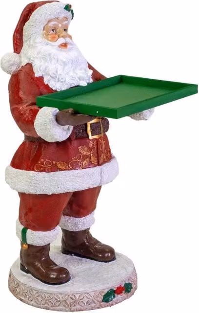 Babbo natale resina con vassoio rosso cm 53x48h93