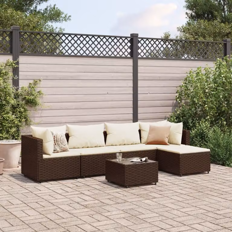 Maison Exclusive - Set da giardino 6 pezzi con cuscini Marrone Poly Rattan