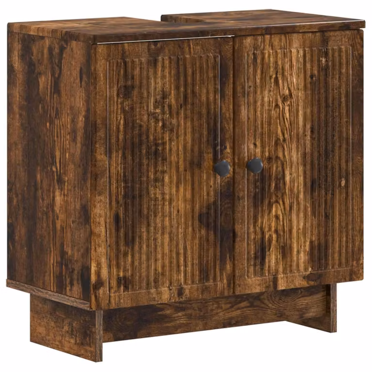 Mobile lavabo per bagno con finitura in legno di quercia affumicato