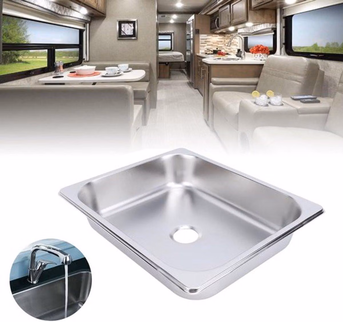 Lavabo da incasso – Acciaio inossidabile – Vasca quadrata – Scarico da 40 mm – Dimensioni compatte: 298 x 238 mm – Ideale per piccoli spazi