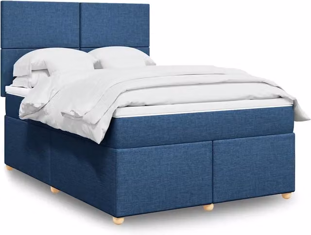 Letto Ibrido vidaXL con Giroletto a Molle e Materasso Blu e Bianco L/P: 140 x 190 cm
