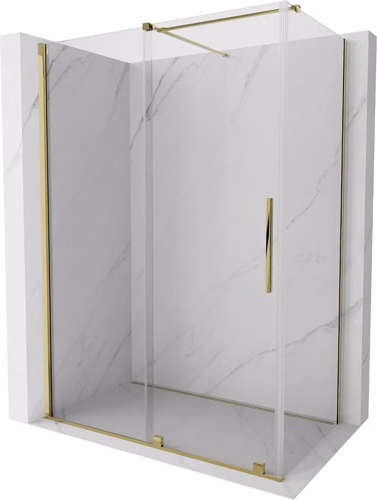 Mexen Velar cabina doccia scorrevole 150 x 90 cm, trasparente, oro - 871-150-090-01-50