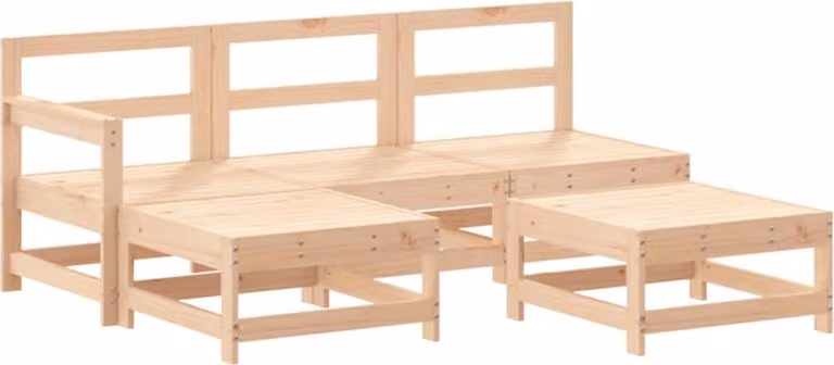 Set Salotto da Giardino 5 pz in Legno Massello di Pino