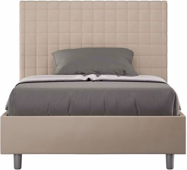 Letto una piazza e mezza senza rete imbottito 110x210 similpelle tortora Sunny