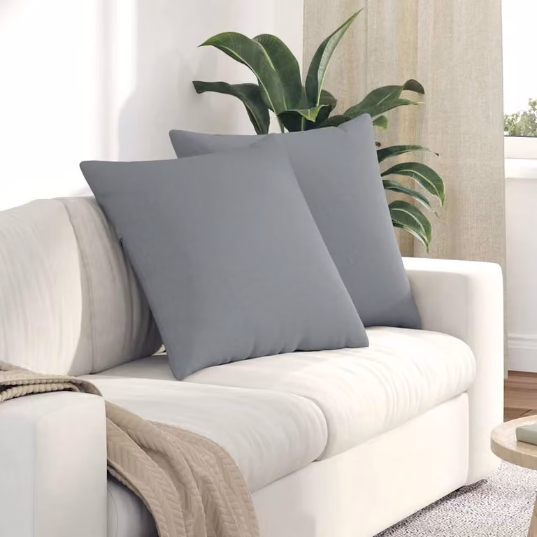 Set di 2 cuscini da divano quadrati vidaXL in tessuto grigio, L 60 cm x P 60 cm