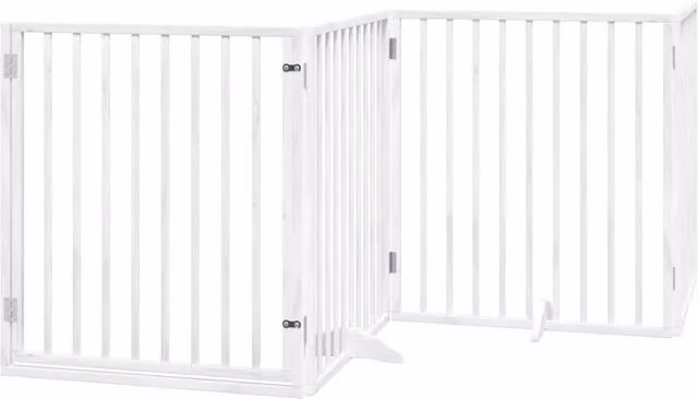 Cancelletto e porta di sicurezza per animali domestici 4 pannelli legno di pioppo bianco 02_0023344