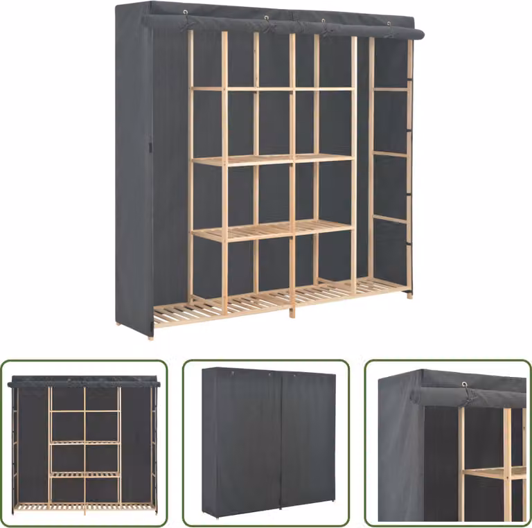 The Living Store Kleiderschrank Grau 173 x 40 x 170 cm Stoff