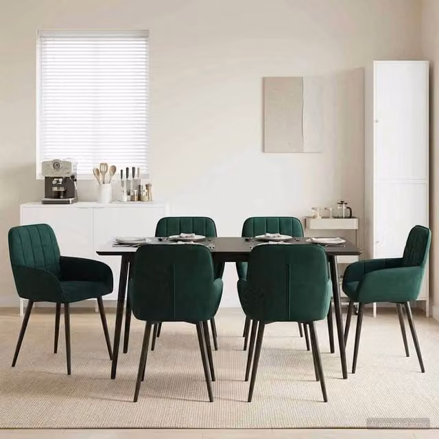 Sedie da pranzo 6 pz Velluto Verde Scuro 56.5 x 50 x 85 cm 3428177