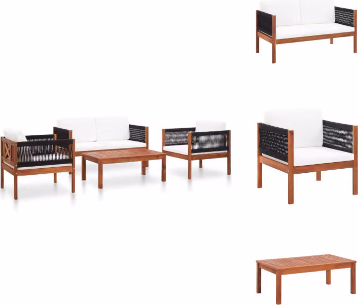 vidaXL Set da salotto da giardino 4 pezzi in legno massiccio di acacia - Set di mobili da giardino