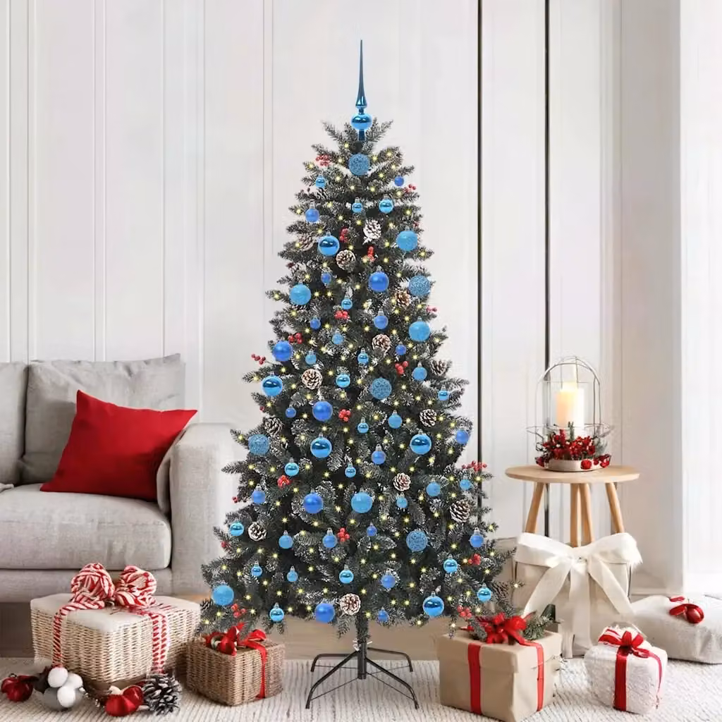 Albero di Natale artificiale moderno verde con 300 LED luce bianca calda, Altezza: 180 cm – 2