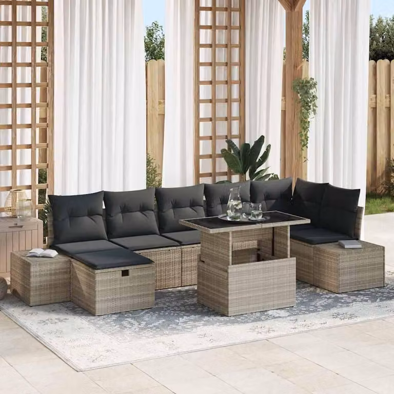 Maison Exclusive - Set da giardino composto da 8 pezzi, divano in rattan sintetico
