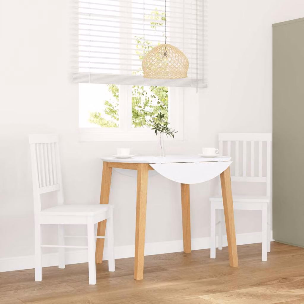 Set di 2 sedie da pranzo moderne vidaXL in legno di hevea massello, colore bianco