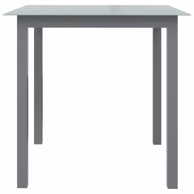 Tavolo da giardino moderno vidaXL in alluminio e vetro color antracite L 80 x P 80 x H 74 cm
