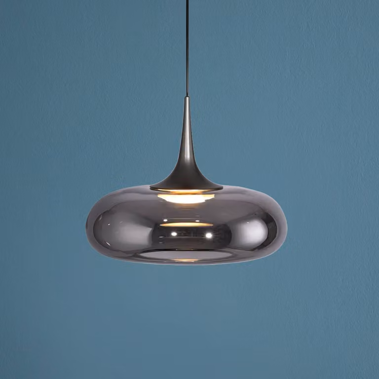 Schöner Wohnen Lampada a sospensione in vetro Posh, dimmerabile, Alluminio / Grigio / Zincato, Soggiorno / Sala da pranzo, Vetro, Moderno, Lampada a sospensione