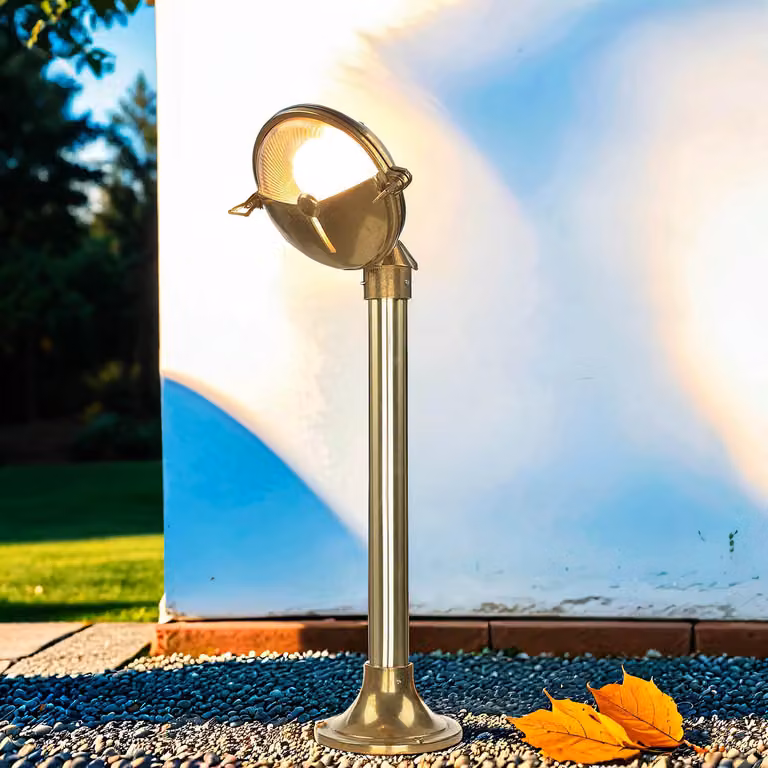 Lampada da terra in ottone per esterni H:58cm Design marittimo resistente alle intemperie IP54 Luce da esterno Luce da giardino