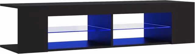 Mobile porta TV moderno HELLOSHOP26 in legno nero opaco con illuminazione LED integrata L: 135 cm, P: 39 cm, H: 30 cm