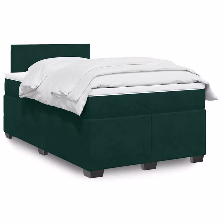 Giroletto a Molle con Materasso Ibrido vidaXL in Velluto Verde e Bianco, L/P/H: 120 x 190 x 100,5 cm