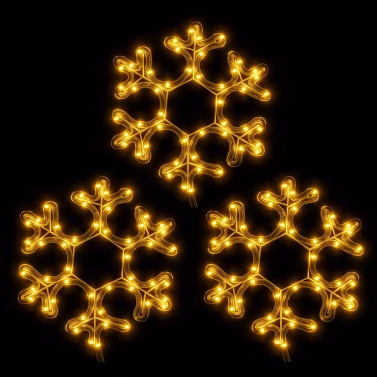 Fiocchi di neve a LED 3 pz. Bianco caldo 27x27 cm
