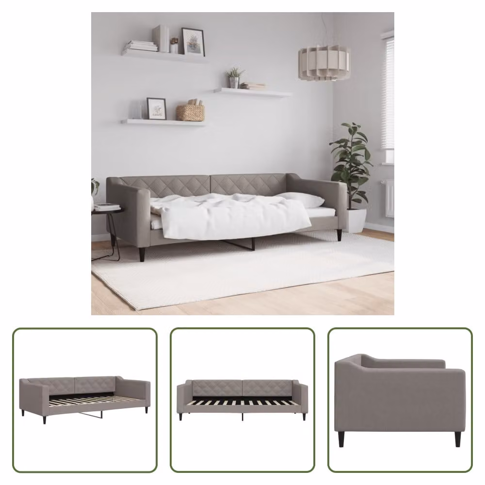 The Living Store Daybed Taupe 90x200 cm tessuto