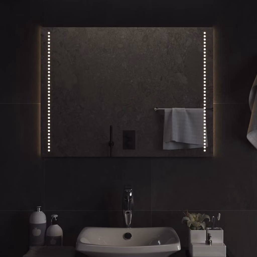 Specchio da bagno moderno vidaXL con luci LED, rettangolare, L: 60 cm x H: 80 cm