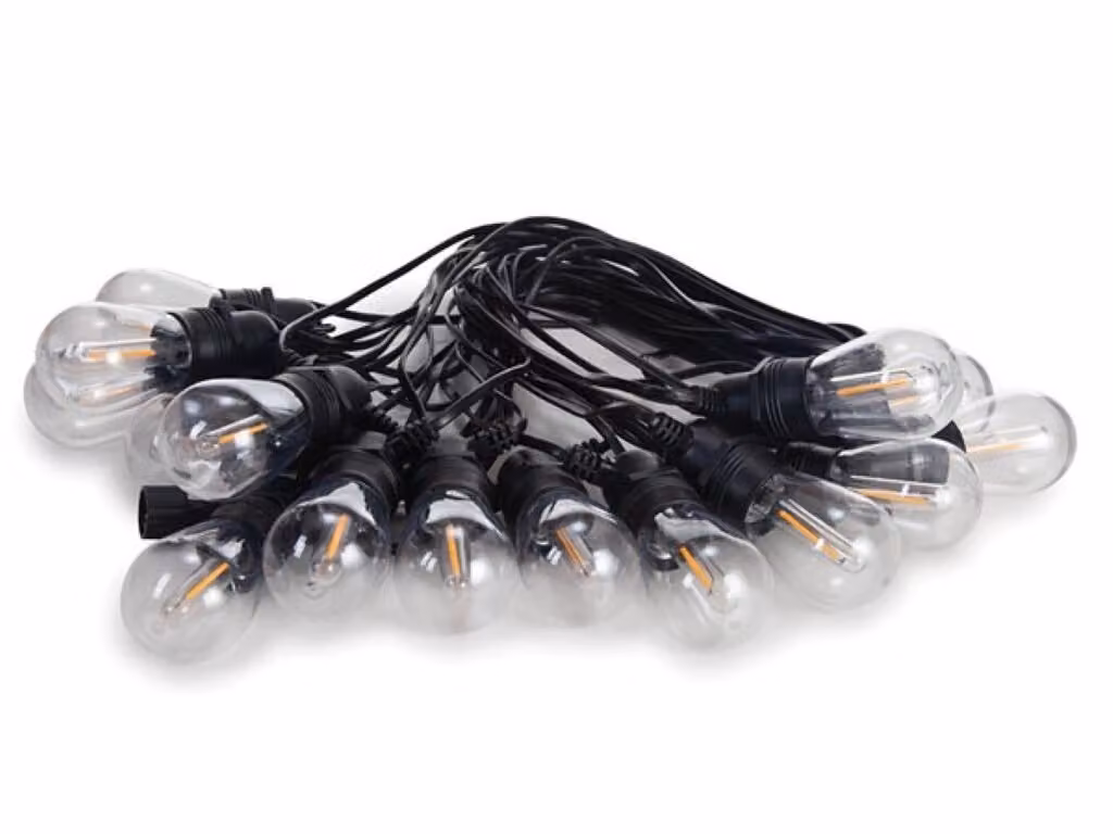 Led solare - 15 M - 15 lampade bianco caldo - filo nero