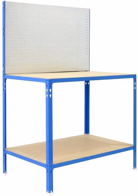 Scaffale in metallo e legno Simon Rack blu e galvanizzato con 2 ripiani H: 144,5 cm, L: 91 cm, P: 61 cm