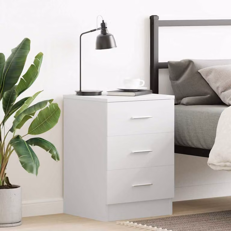 Comodino bianco vidaXL in legno MDF L: 38 cm, P: 35 cm, H: 56 cm
