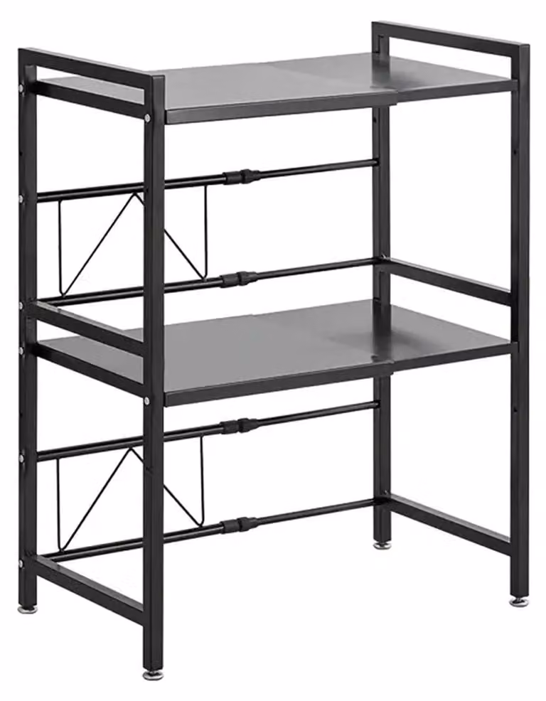 Organizzatore per la cucina - Scaffale a 2 livelli per microonde - Altezza e lunghezza regolabili - Capacità di carico: 30 kg - Ideale per il piano di lavoro della cucina