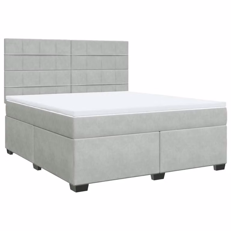 Giroletto a Molle con Materasso Grigio Chiaro 180x200cm Velluto