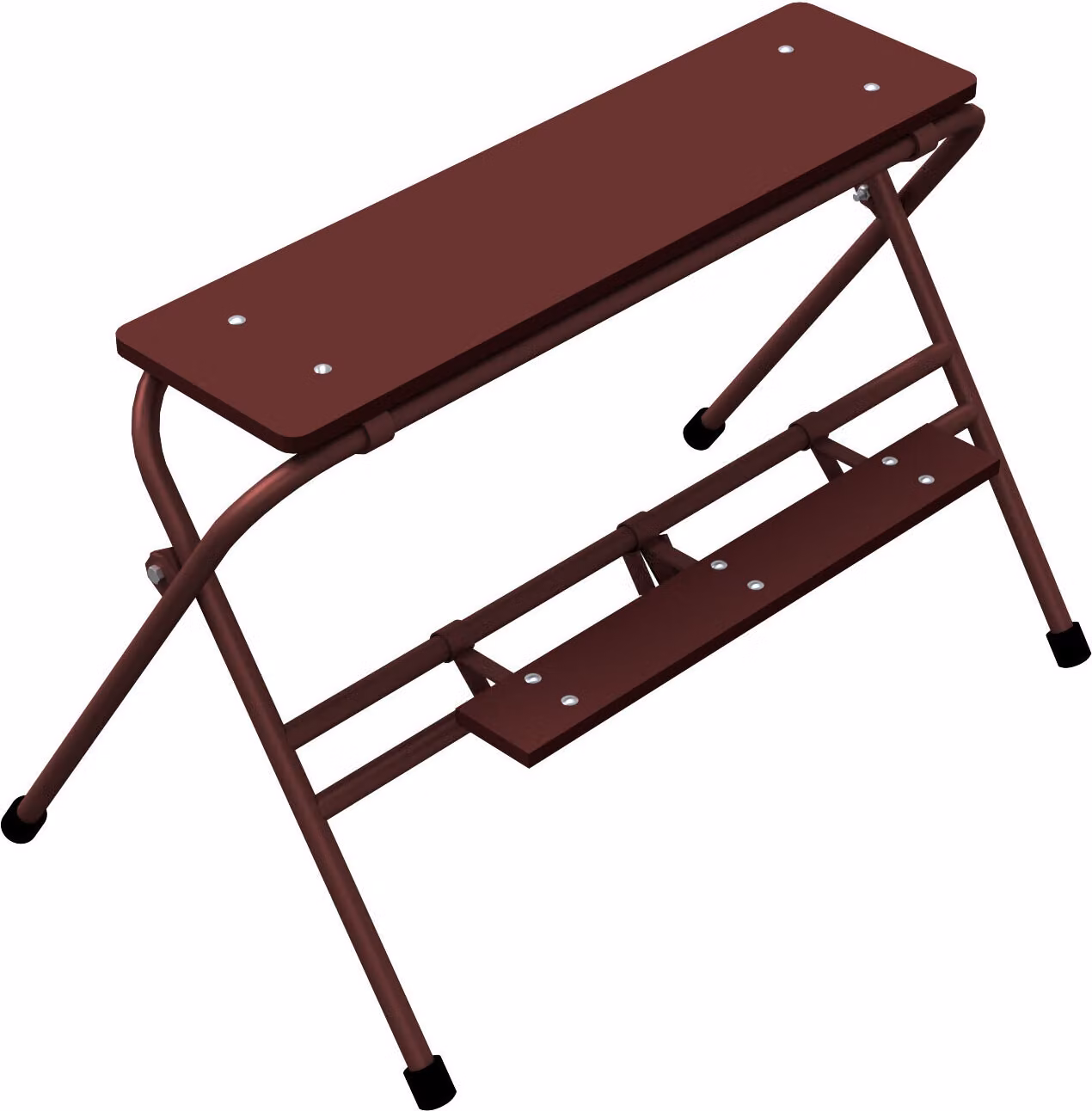 Scala a due gradini, verniciata di marrone, dimensioni 1,0 x 0,7 metri