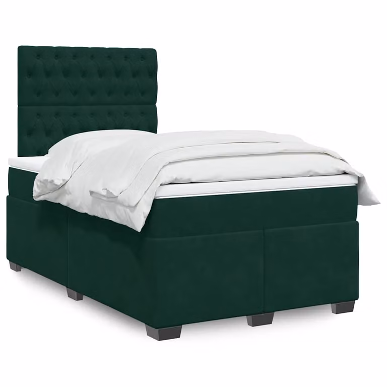 Giroletto a molle con materasso vidaXL in velluto verde scuro, L 120 cm x P 200 cm
