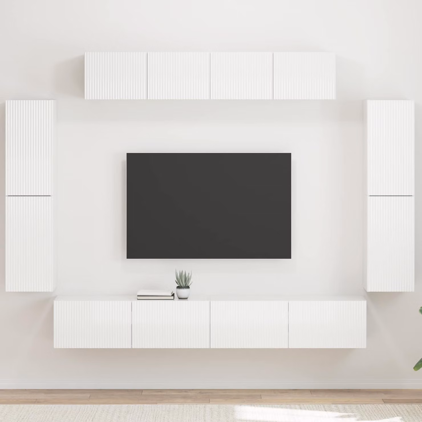 Mobile TV vidaXL Bianco Lucido con 8 scomparti e design minimalista in MDF
